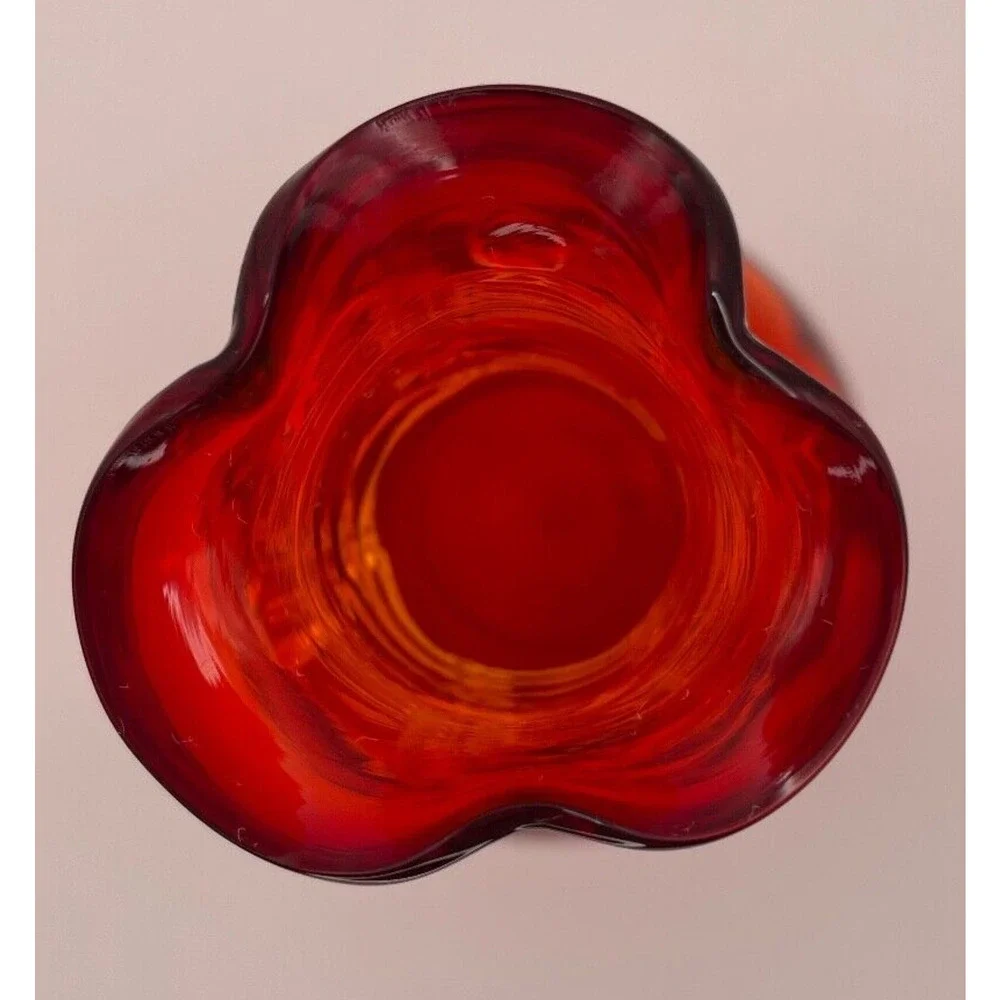 Vtg Kanawha Glass 1974 Ruby Red Applied Clear Rigaree Ruffle 5